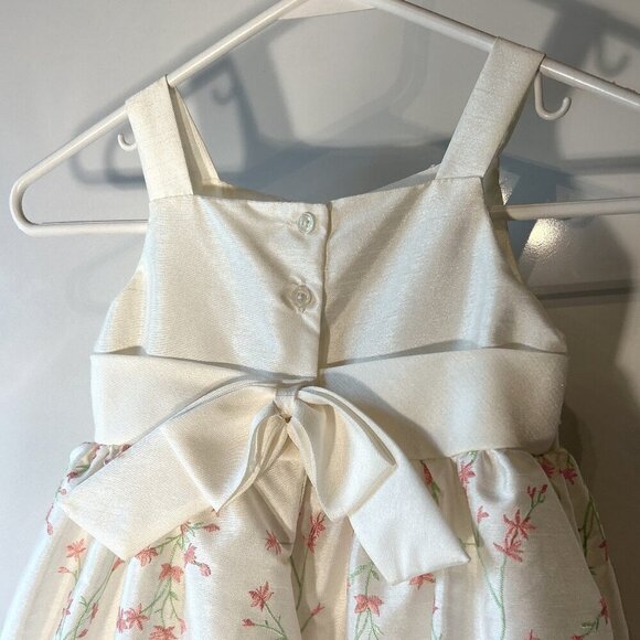 Cherokee SZ 5T Ivory Satin Pink Embroidered Formal Party Easter Church Dress - Picture 4 of 10